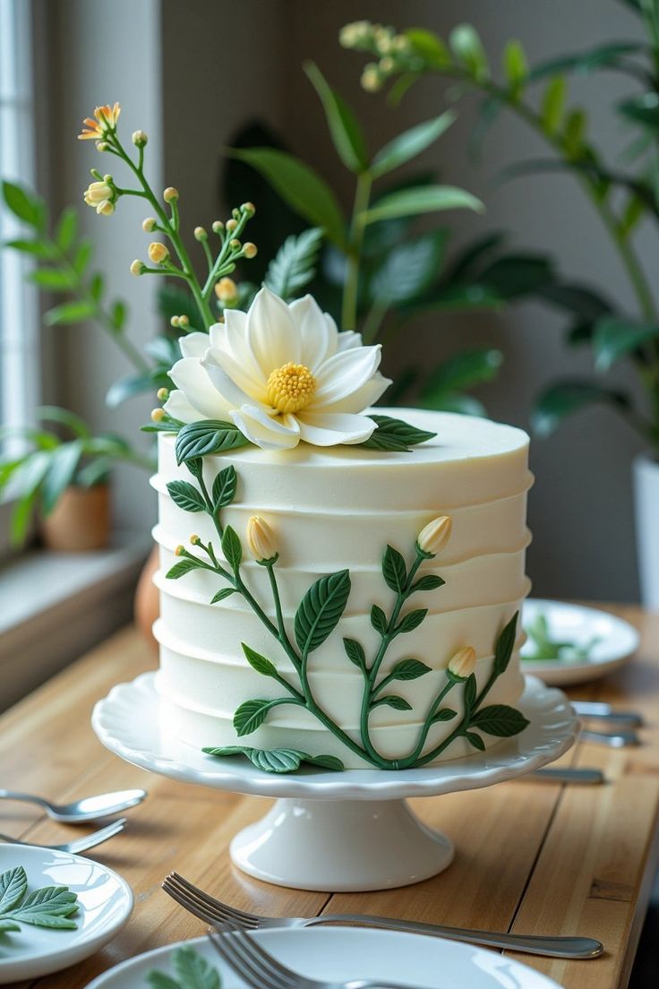 Greenery peonies Cake